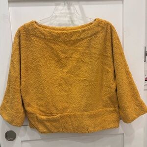 Terry Cloth Simone Fan Mustard Women's Crew Neck Sweater